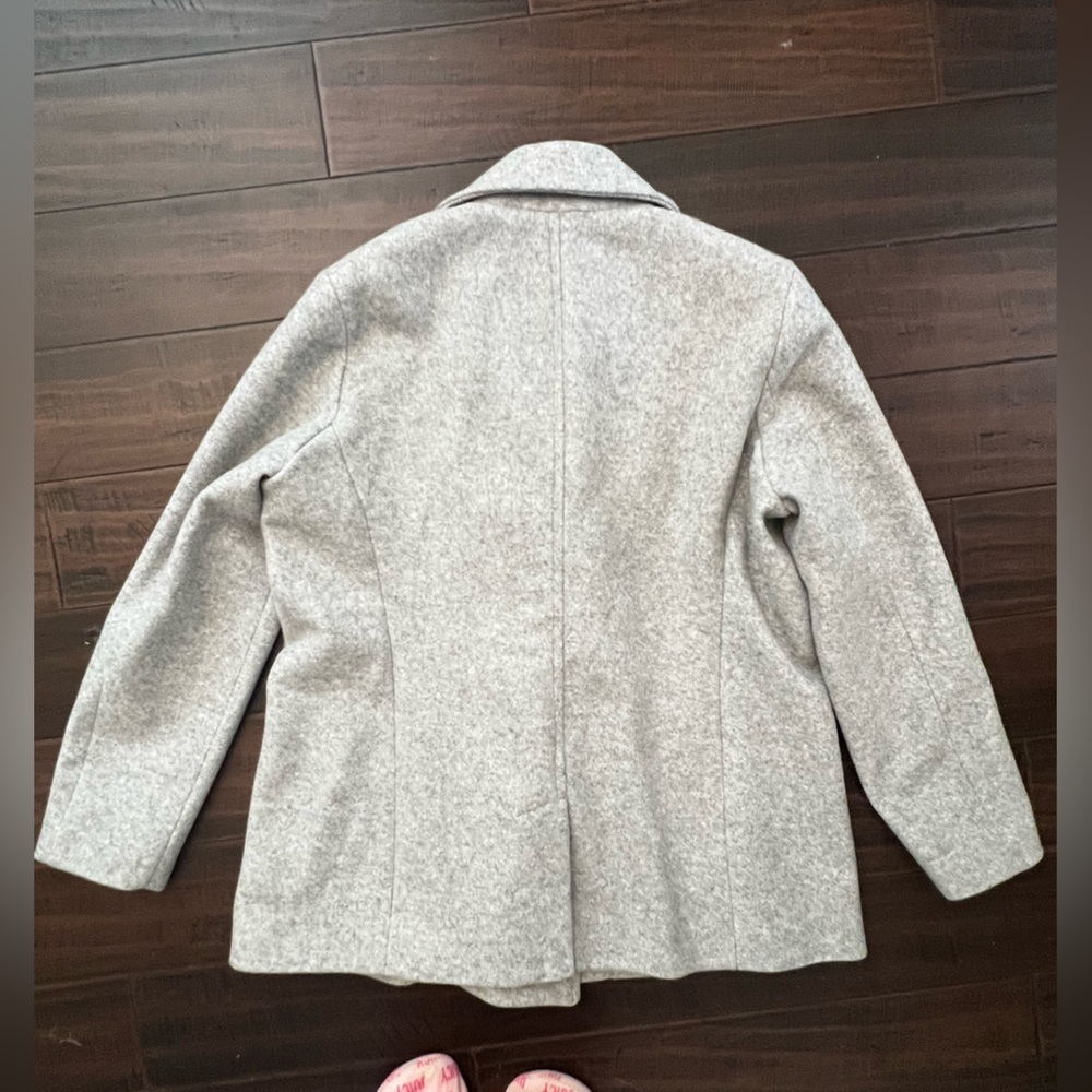 Old Navy wool-blend soft-brushed heather gray peacoat double breasted classic XL - Picture 3 of 6